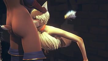 play Furry yaoi hentai - young fox suck two futanari dick until they cum in his mouth - sissy crossdress japanese asian manga anime film game porn gay