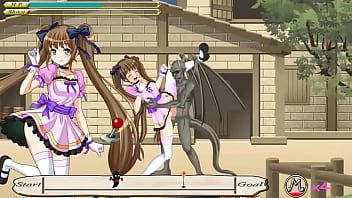 再生 ツインテールマジックアクション変態リョナゲーム新しいゲームプレイでモンスターの男性とセックスをしているかわいい女の子