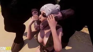 play Two monsters with horse cock pump cum in tight sluty pussy | big cock monster | 3d porn wild life