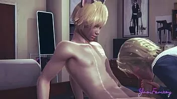 play Yaoi femboy osuke - ¿podría esta femboy rubia montar como un caballo? - manga anime 3d