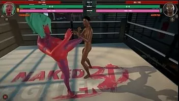 play Luptător gol 3d [joc hentai sfm] luptă de sex mixt cu o fată gigantică tatuată cu piele roșie