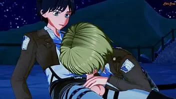 Afspelen Armin Arlert en eren yeager zuigen om de beurt een pik voordat ze anaal doen - aanval op titan hentai