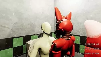 Jouer Foxy fnaf (en tant que femboy) m'a surpris dans les toilettes