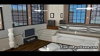 Abspielen Zwei sexy 3D-Cartoon-Cheerleader werden hart gefickt
