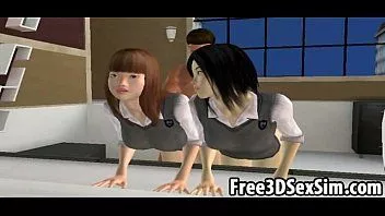play Dua seksi 3d kartun asia babes mengisap dan bercinta