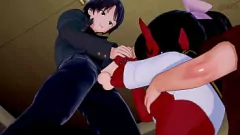 play Meru, a Súcubo, pega dois paus em um trio Hentai violento