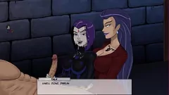 play هنتاي رافين و Starfire مثليه أنيمي الثلاثي مع هزات الجماع ASMR
